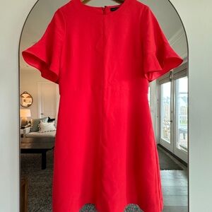 Banana Republic Red Dress with Flutter Sleeves